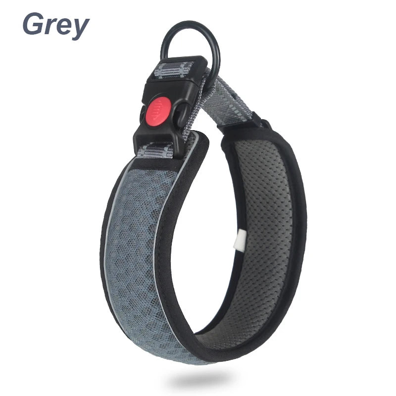 Reflective Dog Collar Pet Collar Pet Traction Rope Suitable Soft Neoprene Padded Breathable Nylon Pet Collar Adjustable