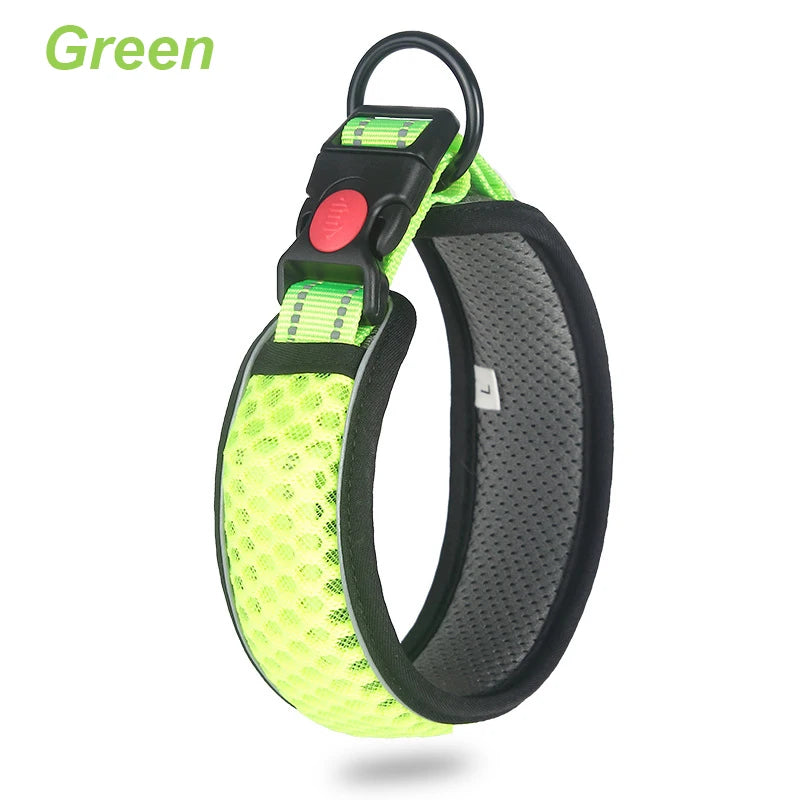 Reflective Dog Collar Pet Collar Pet Traction Rope Suitable Soft Neoprene Padded Breathable Nylon Pet Collar Adjustable