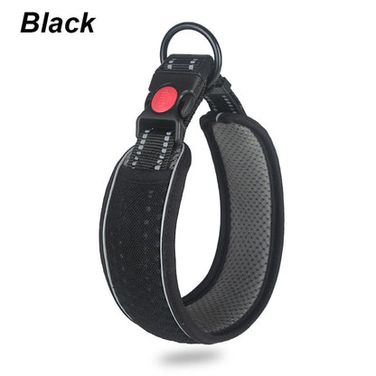 Reflective Dog Collar Pet Collar Pet Traction Rope Suitable Soft Neoprene Padded Breathable Nylon Pet Collar Adjustable